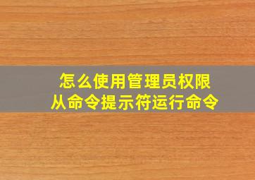 怎么使用管理员权限从命令提示符运行命令