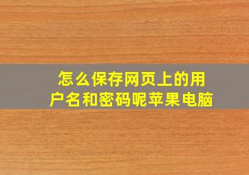 怎么保存网页上的用户名和密码呢苹果电脑