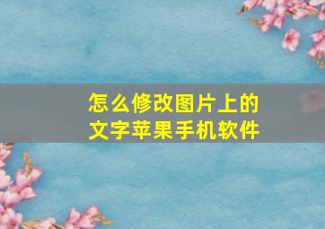 怎么修改图片上的文字苹果手机软件