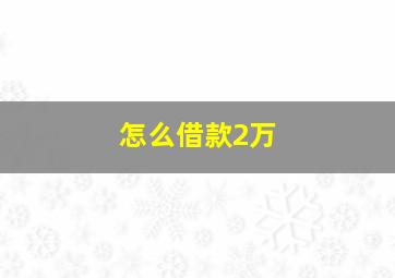 怎么借款2万