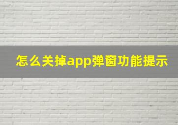 怎么关掉app弹窗功能提示