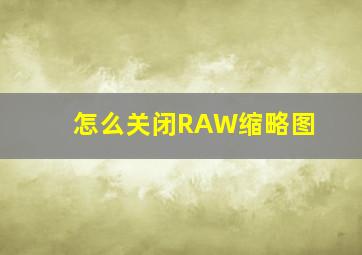 怎么关闭RAW缩略图