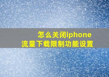 怎么关闭iphone流量下载限制功能设置