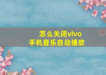 怎么关闭vivo手机音乐自动播放