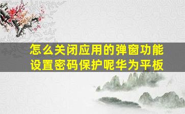 怎么关闭应用的弹窗功能设置密码保护呢华为平板