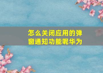 怎么关闭应用的弹窗通知功能呢华为