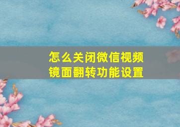 怎么关闭微信视频镜面翻转功能设置