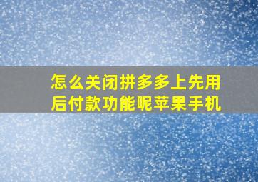 怎么关闭拼多多上先用后付款功能呢苹果手机