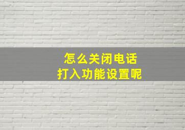 怎么关闭电话打入功能设置呢