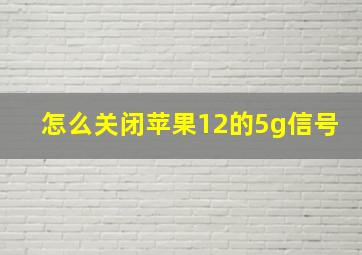 怎么关闭苹果12的5g信号