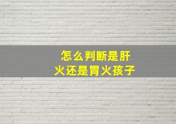 怎么判断是肝火还是胃火孩子