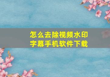 怎么去除视频水印字幕手机软件下载