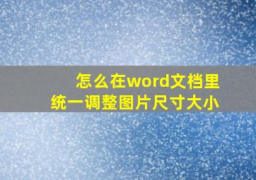 怎么在word文档里统一调整图片尺寸大小