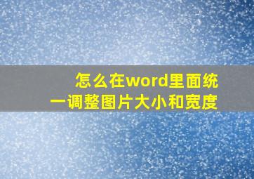 怎么在word里面统一调整图片大小和宽度