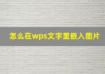 怎么在wps文字里嵌入图片