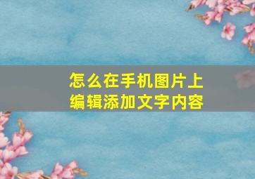 怎么在手机图片上编辑添加文字内容