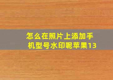 怎么在照片上添加手机型号水印呢苹果13