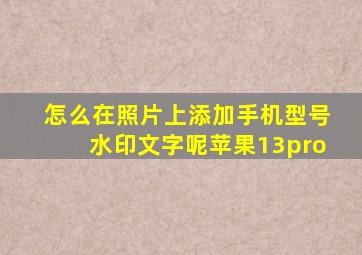 怎么在照片上添加手机型号水印文字呢苹果13pro