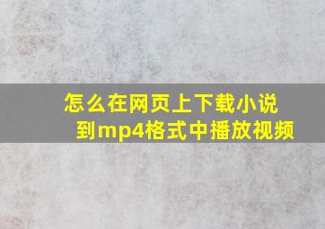 怎么在网页上下载小说到mp4格式中播放视频