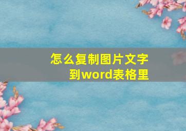 怎么复制图片文字到word表格里