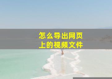 怎么导出网页上的视频文件