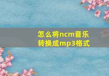 怎么将ncm音乐转换成mp3格式