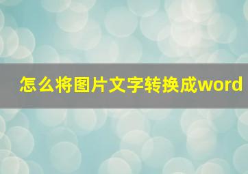 怎么将图片文字转换成word