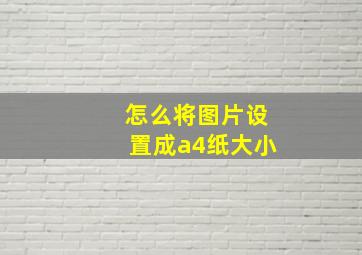 怎么将图片设置成a4纸大小