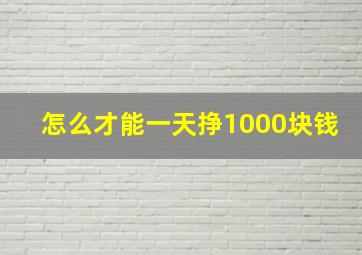 怎么才能一天挣1000块钱