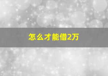 怎么才能借2万