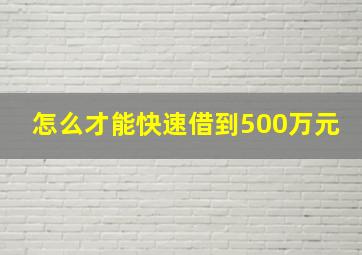 怎么才能快速借到500万元