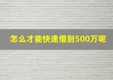 怎么才能快速借到500万呢