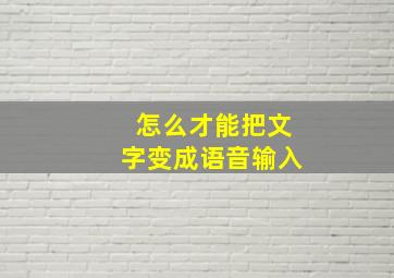 怎么才能把文字变成语音输入