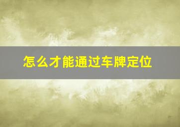 怎么才能通过车牌定位