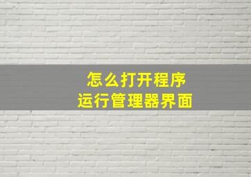 怎么打开程序运行管理器界面