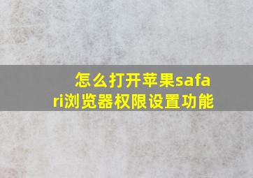 怎么打开苹果safari浏览器权限设置功能