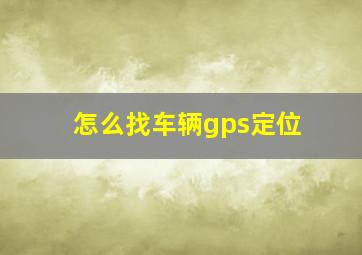 怎么找车辆gps定位