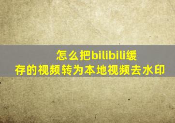 怎么把bilibili缓存的视频转为本地视频去水印