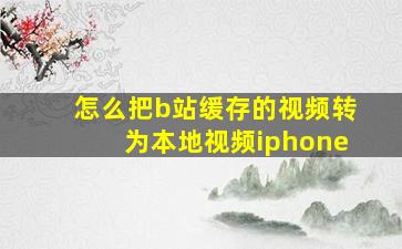 怎么把b站缓存的视频转为本地视频iphone