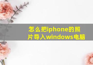 怎么把iphone的照片导入windows电脑