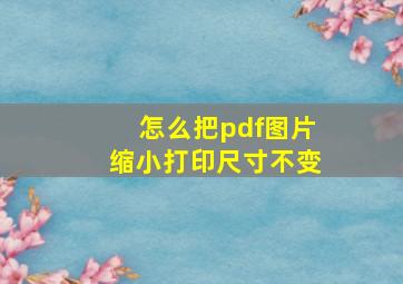 怎么把pdf图片缩小打印尺寸不变