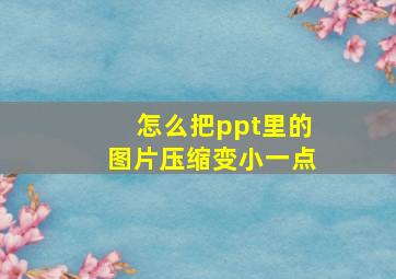 怎么把ppt里的图片压缩变小一点