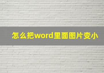 怎么把word里面图片变小