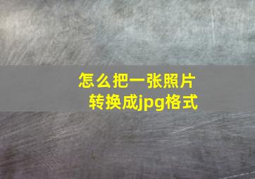 怎么把一张照片转换成jpg格式