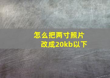 怎么把两寸照片改成20kb以下