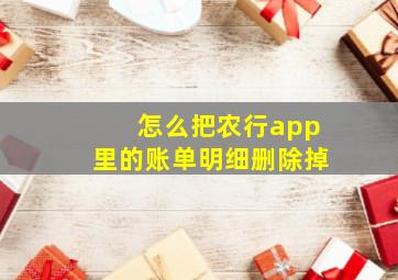 怎么把农行app里的账单明细删除掉