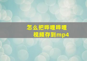 怎么把哔哩哔哩视频存到mp4