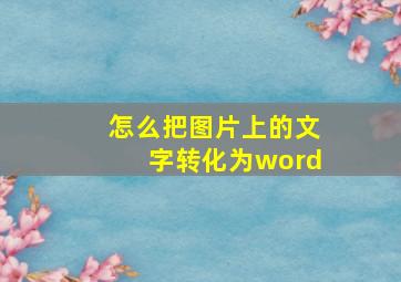 怎么把图片上的文字转化为word