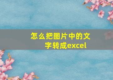 怎么把图片中的文字转成excel