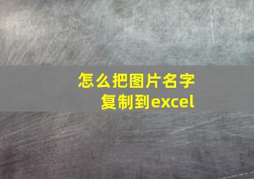 怎么把图片名字复制到excel